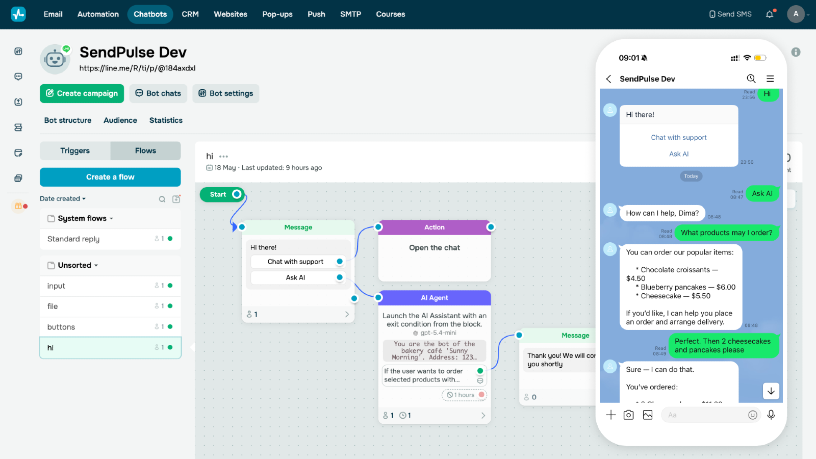 LINE Chatbots in SendPulse