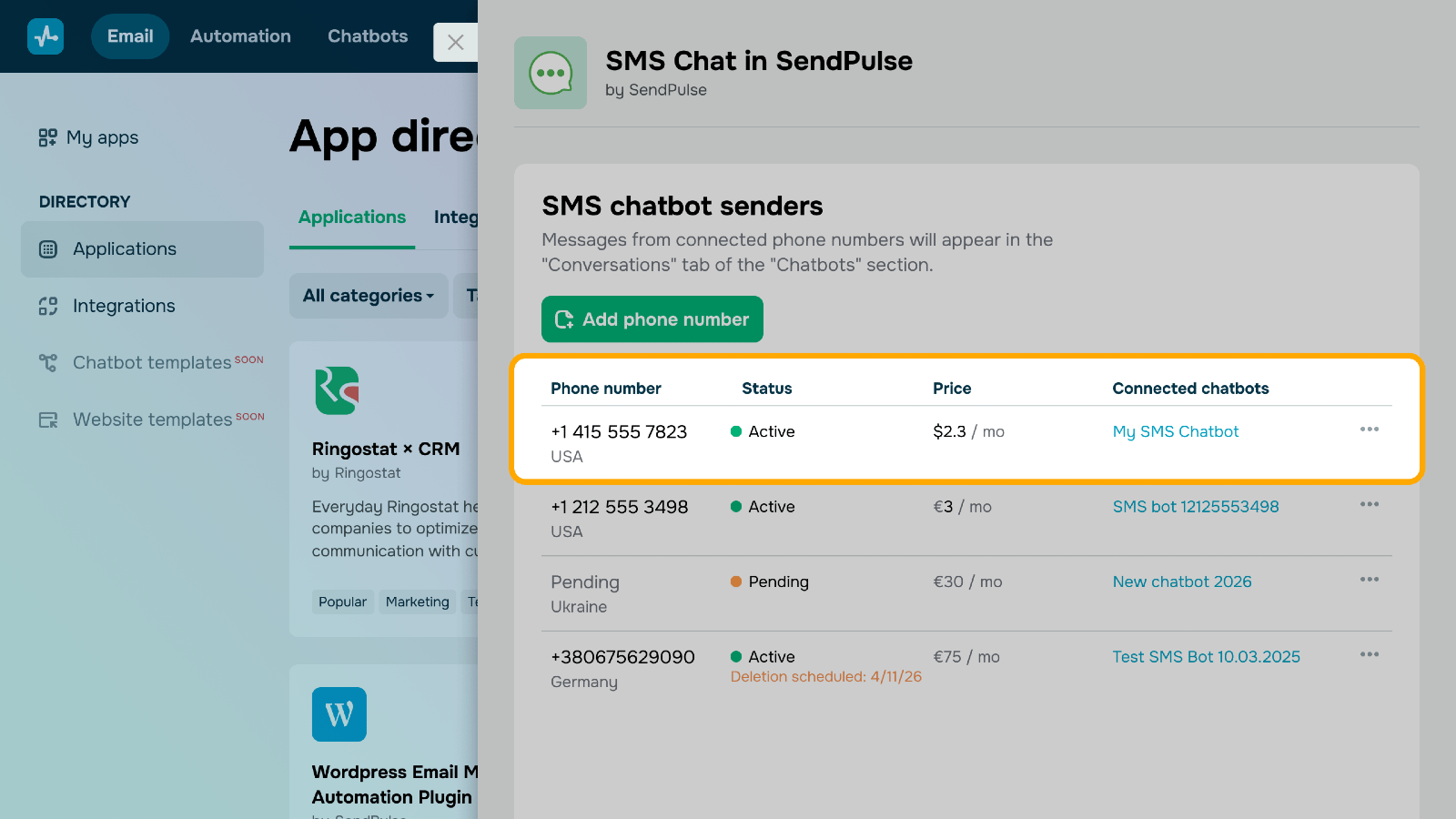 SMS Chat in SendPulse