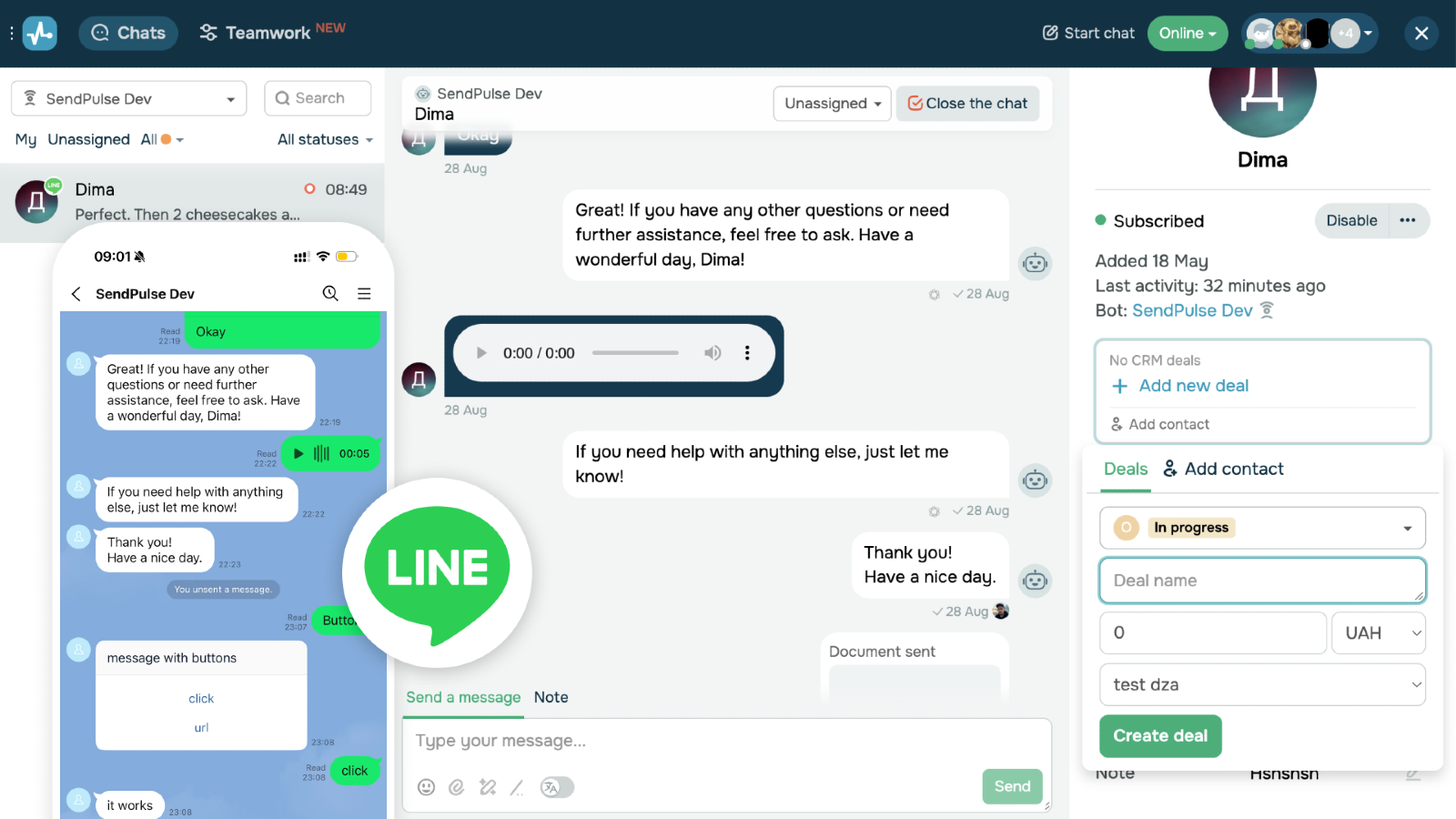 LINE Chatbots in SendPulse