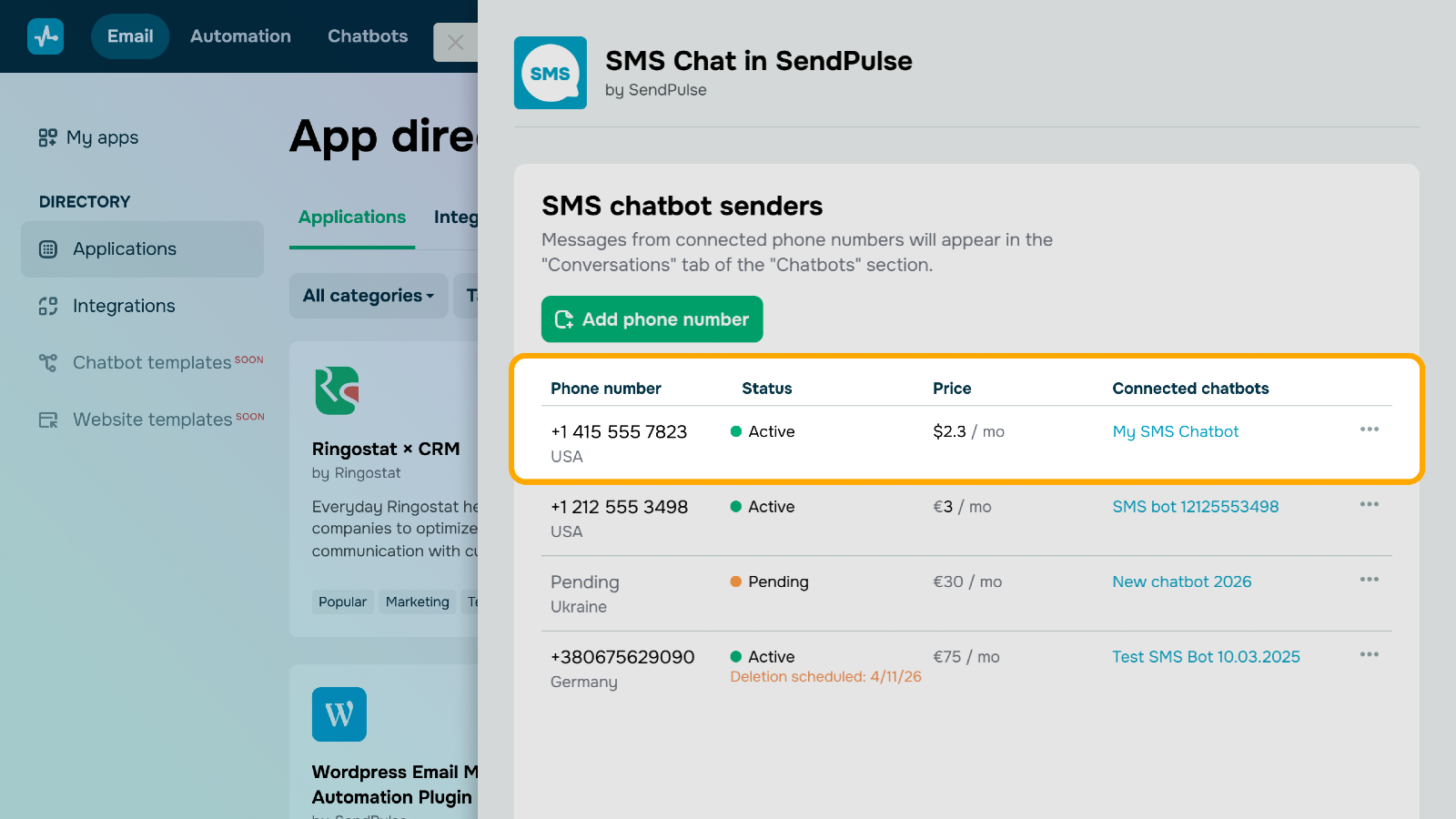 SMS Chat in SendPulse