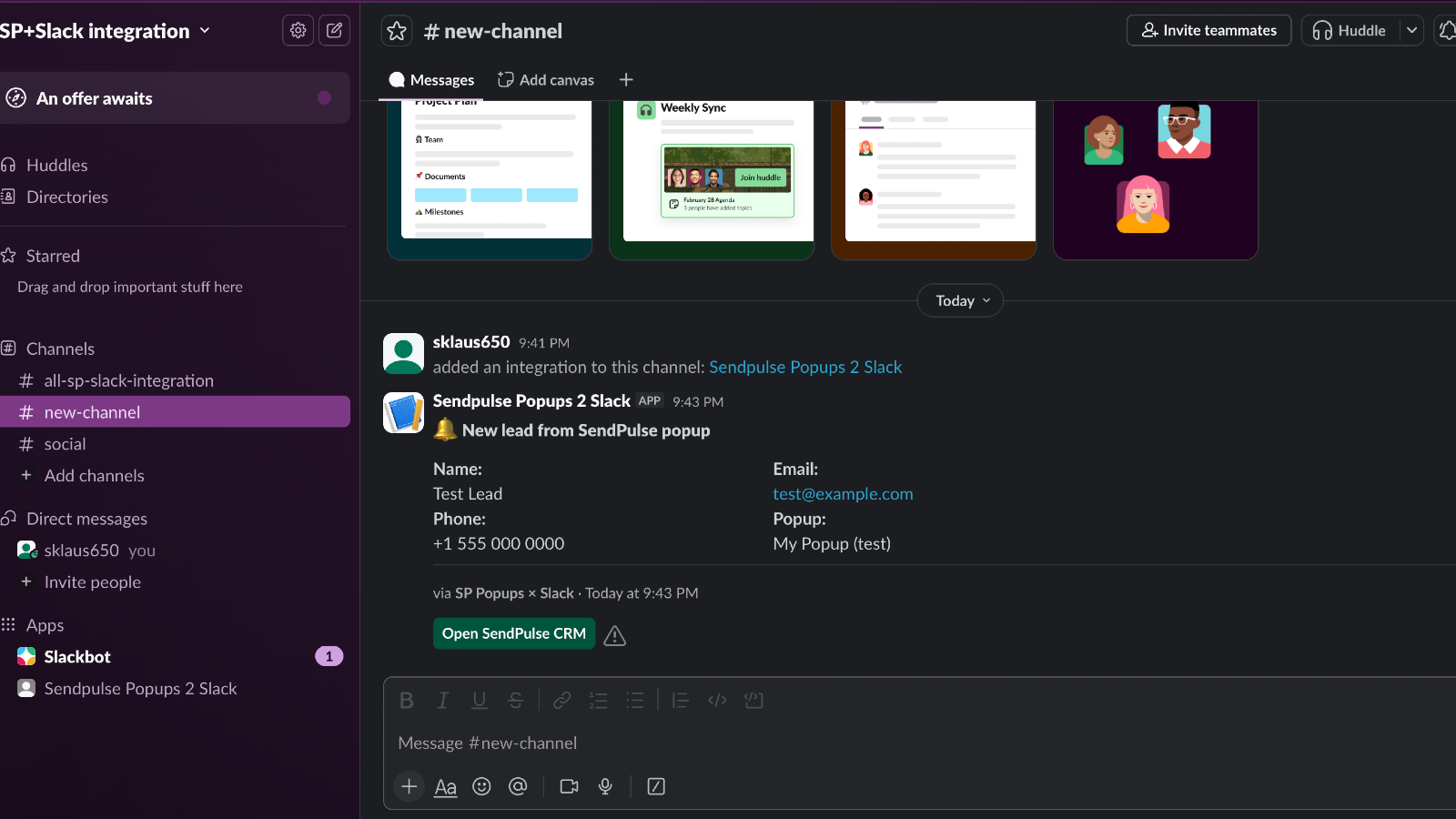 SP Popups vs Slack