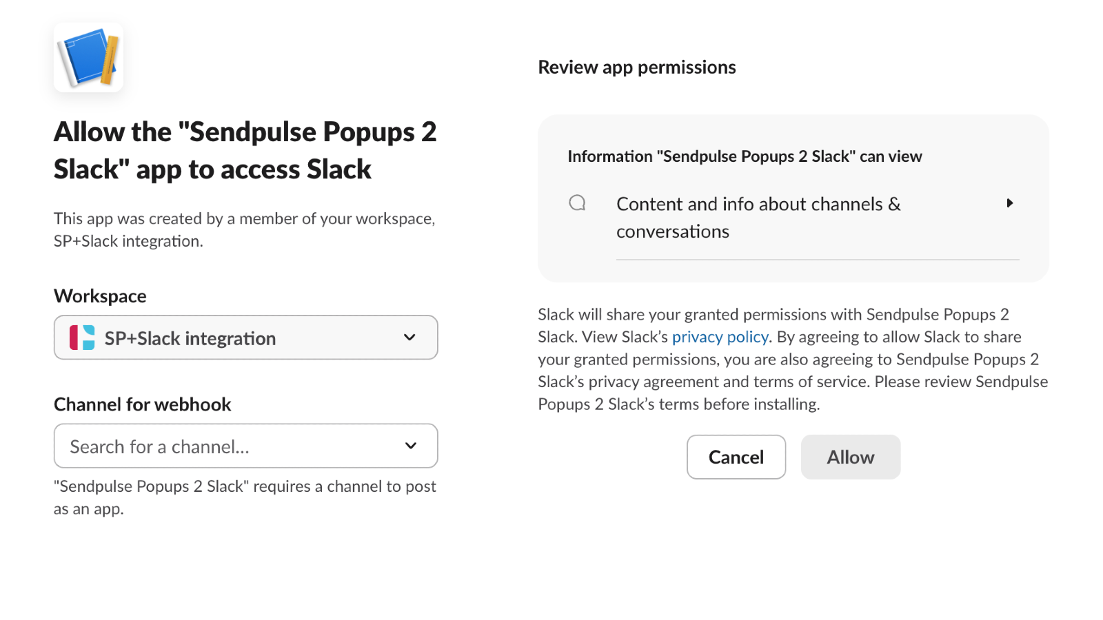 SP Popups vs Slack