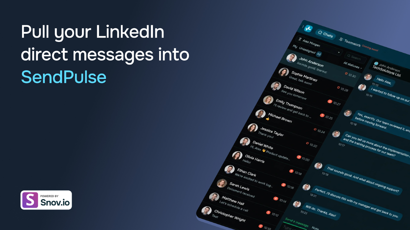 Snovio LinkedIn to SP Chatbots