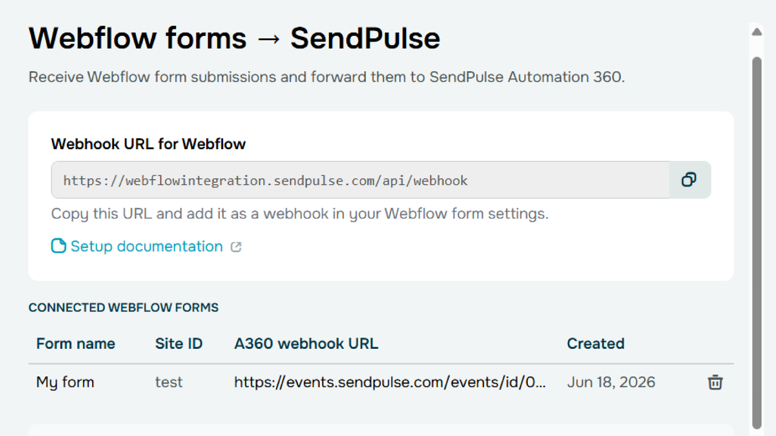 Webflow forms integration