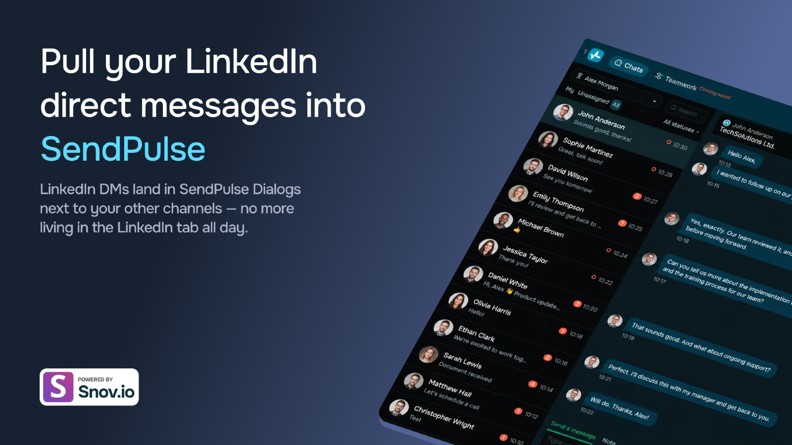 Snovio LinkedIn to SP Chatbots